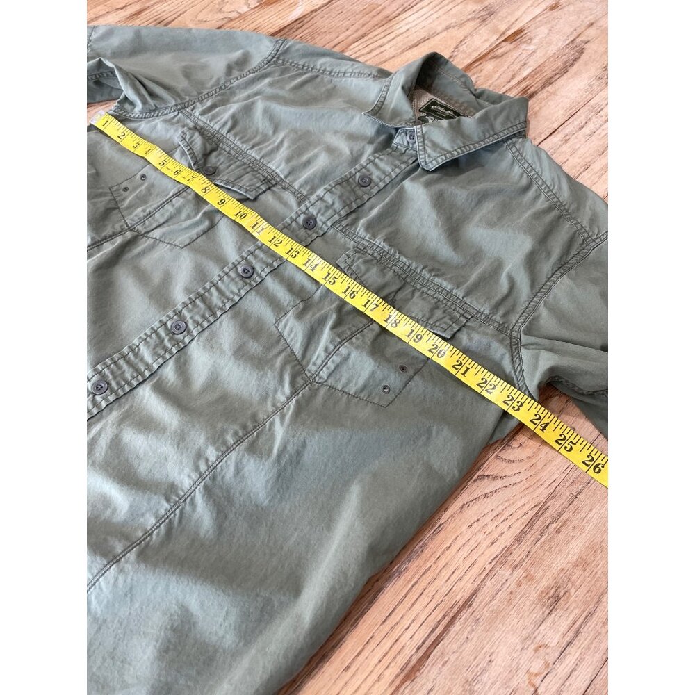 VTG Eddie Bauer Camp Shirt Mens L Green Short Sleeve Fishing Hiking Outdoors - Picture 5 of 7